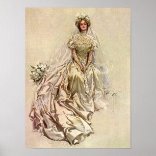 Pôster Noiva Vintage Vitoriana, Retrato Aníaco Bridal