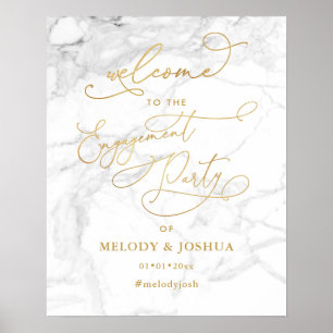 Poster Noivado de Boas-vindas Dourado PixDezines Marble+F