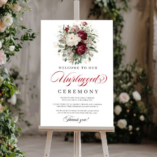 Poster Noivado Desconectado Burgundy Blush Artístico