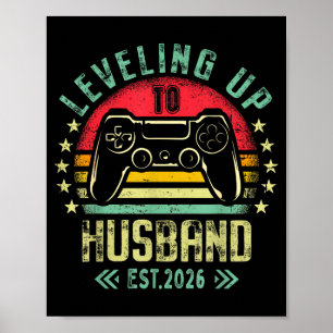 Poster Noivado para o Noivo Jogador Subindo de Nível para