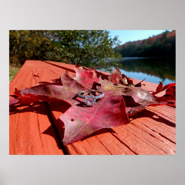 Poster Noivado Ring em Folha de outono (Frente)