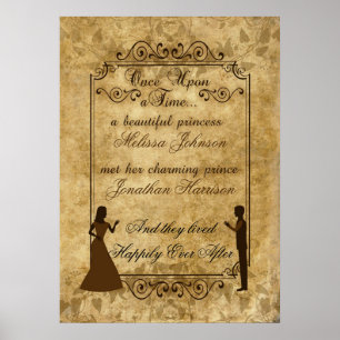 Poster Noivo da noiva do casamento vintage uma vez