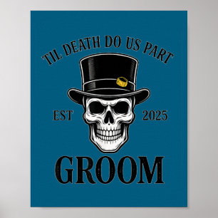 Poster Noivo esqueleto gótico casamento de Halloween