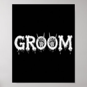 Poster Noivos esqueleto gótico masculino e noiva casament
