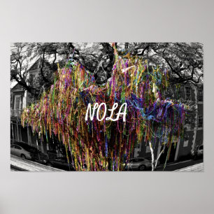 Poster NOLA Mardi Gras Beaded Tree - Nova Orleans