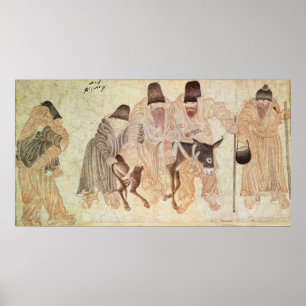 Pôster Nômadas mongol com burro, século 15