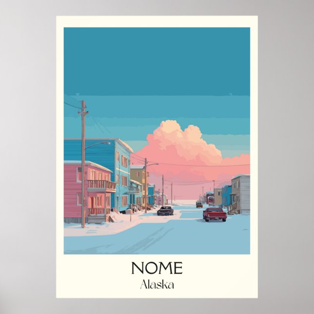 Poster Nome Alaska Winter Town Road Scene (Frente)