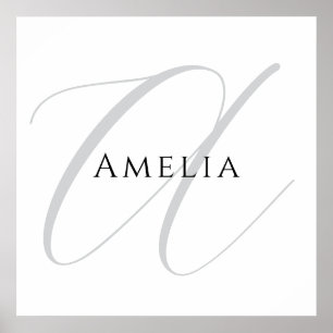 Poster Nome Chic Monograma Letra Inicial Caligrafia