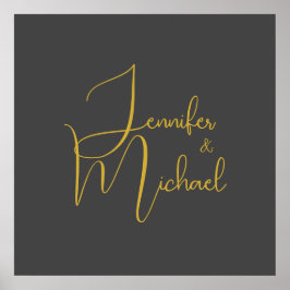 Poster Nome da Caligrafia Moderna Minimalista do Casament