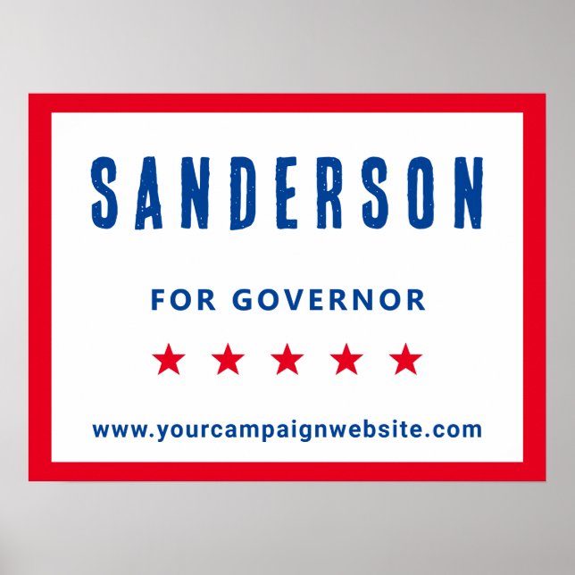 Poster Nome da Campanha Red White Blue Eleição Política (Frente)