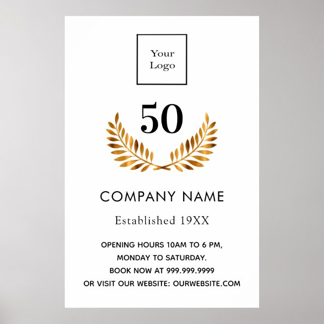 Poster Nome da empresa comercial estabelecido em ouro bra (Frente)