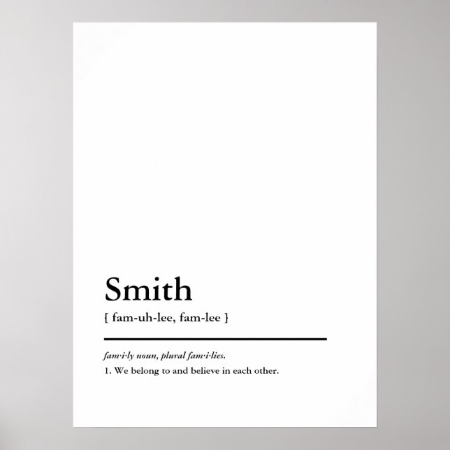 Poster Nome da Família Personalizada e Definição de Dicio (Frente)