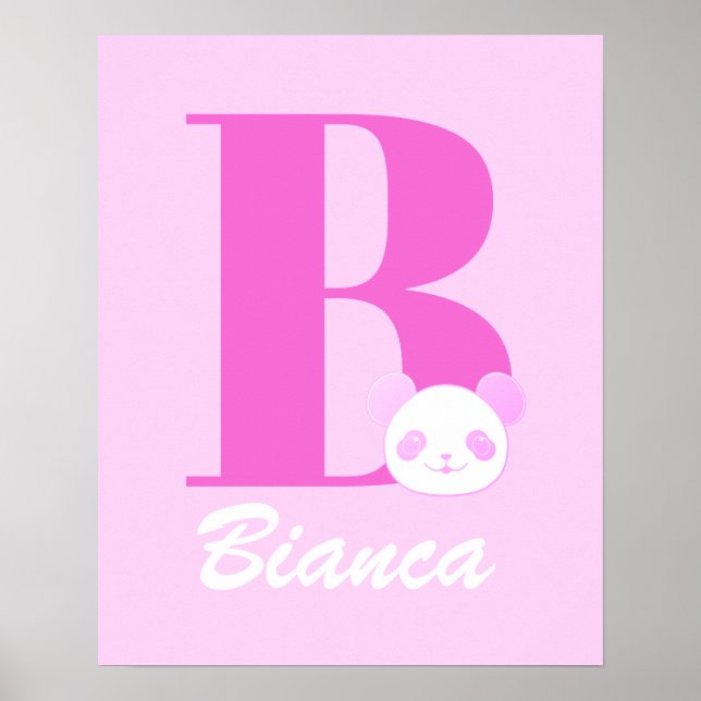 Poster Nome da Menina Letra Personalizada em Rosa (Frente)