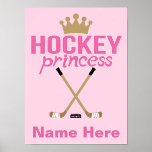 Poster Nome da Princesa de Hockey de Meninas Personalizad