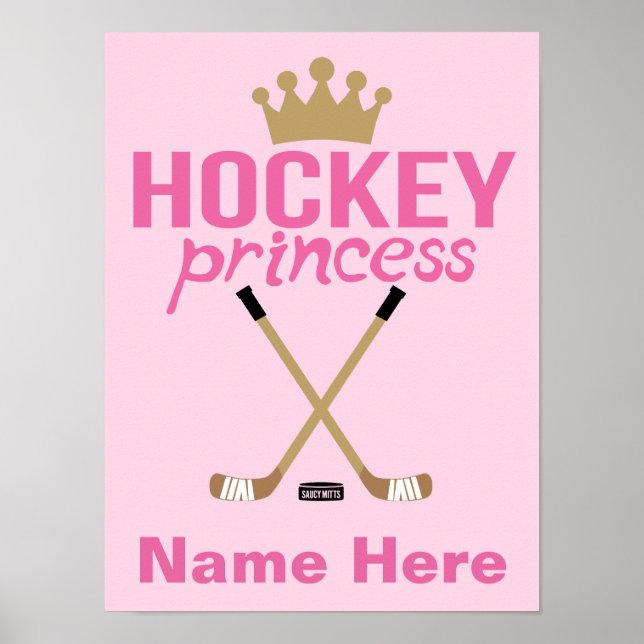 Poster Nome da Princesa de Hockey de Meninas Personalizad (Frente)