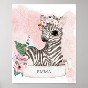 Poster ** Nome da selva da menina Zebra-Bebê EMMA