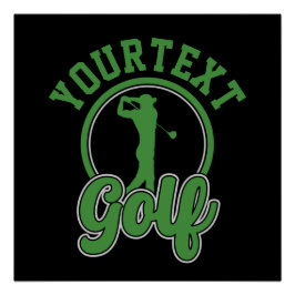 Pôster NOME DE ADD DE Golf Personalizado Retro Pro Golfer