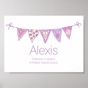 Poster Nome de Alexis que significa molho roxo desenhado 