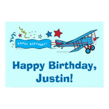 Nome de Aniversário Feliz do Avião Personalizável