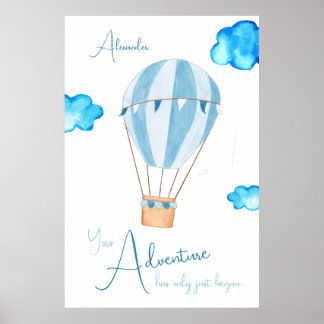 Poster Nome de aquarela de balão de ar quente de viveiro