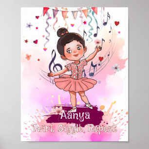 Poster Nome de Bailarina Personalizado para Criança