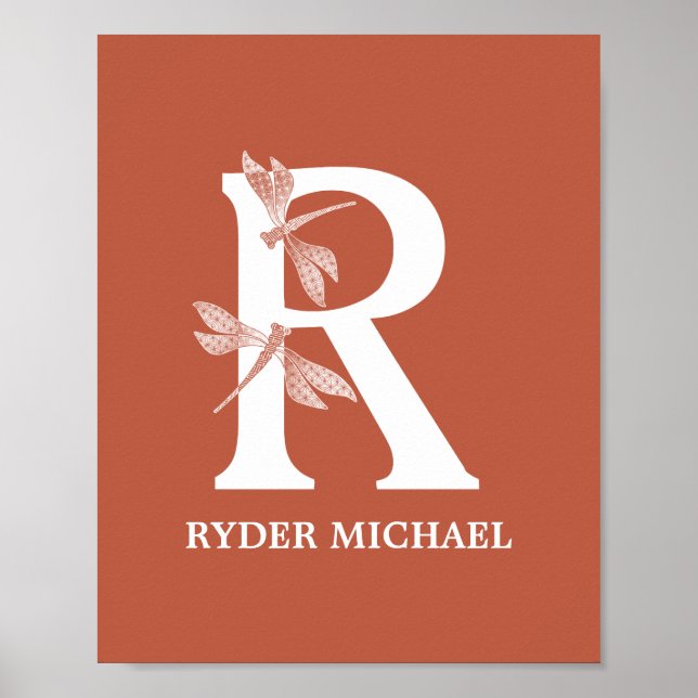 Poster Nome de cor personalizado Monograma - Letra R Drag (Frente)