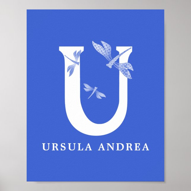 Poster Nome de cor personalizado Monograma - Letra U Drag (Frente)