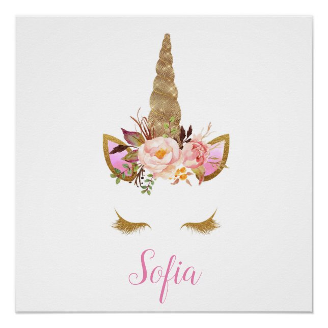 Pôster Nome de Criança de Unicórnio Enfermeiro Mágico Flo (Frente)