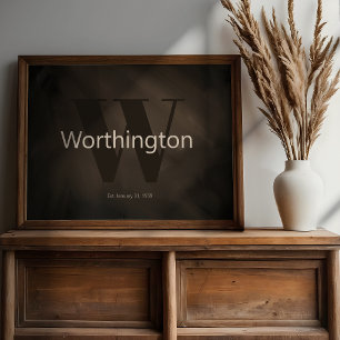 Poster Nome de Família Personalizado Decoração de Casa de