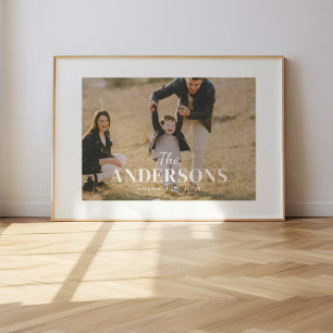 Poster Nome de Família Personalizado Foto Moderna Minimal