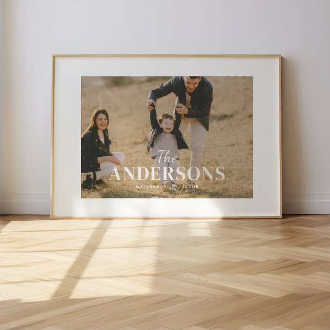 Poster Nome de Família Personalizado Foto Moderna Minimal (Criador carregado)