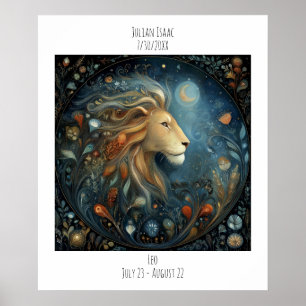Poster Nome de Leão Zodíaco Astrologia & Aniversário