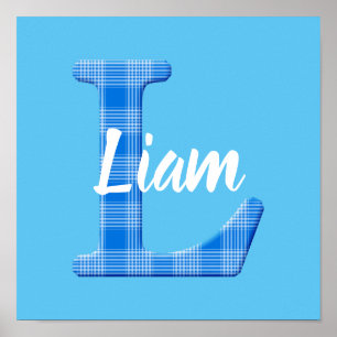 Poster Nome de menino personalizado xadrez letra L
