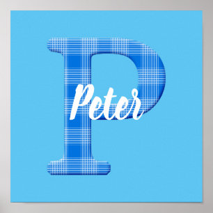 Poster Nome de menino personalizado xadrez letra P