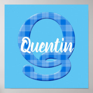 Poster Nome de menino personalizado xadrez letra Q