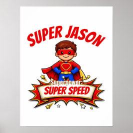 Poster Nome de Super-Herói Personalizado para Crianças