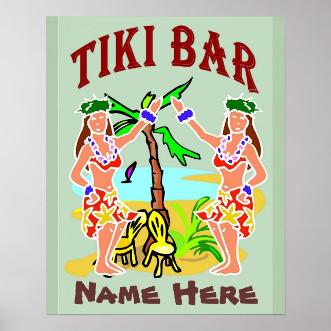Poster Nome do Bar Sinal de Tiki (Frente)