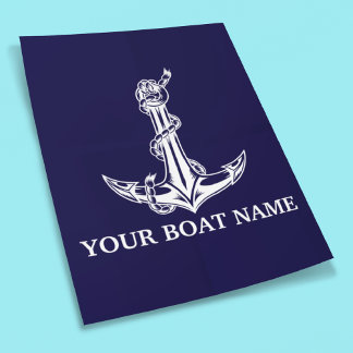 Poster Nome do Barco de Âncora Náutica Vintage