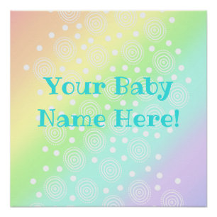 Pôster Nome do bebê personalizado Pastel Rainbow Nursery