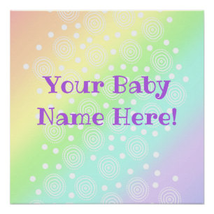 Pôster Nome do bebê personalizado Pastel Rainbow Nursery