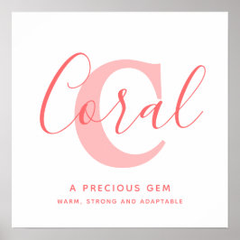 Poster Nome do coral que significa texto cor-de-rosa lara