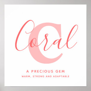 Poster Nome do coral que significa texto cor-de-rosa lara