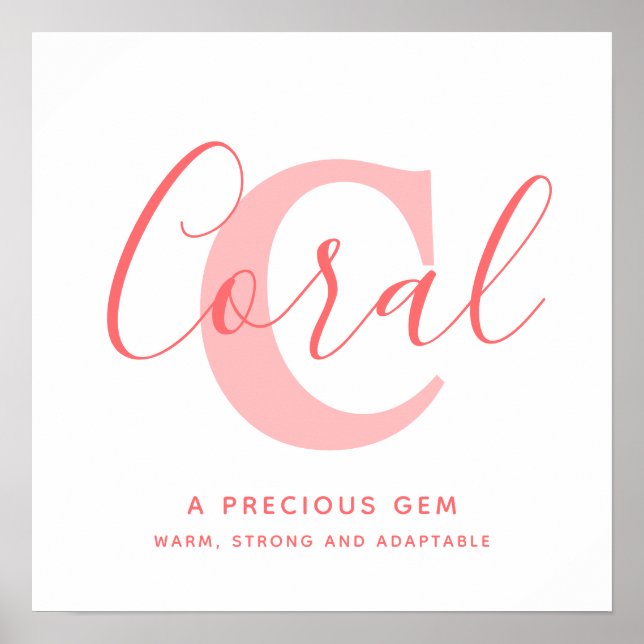 Poster Nome do coral que significa texto cor-de-rosa lara (Frente)