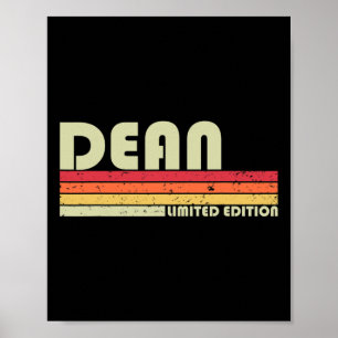 Poster Nome do Dean Personalizado Retro Vintage 80s 90s N