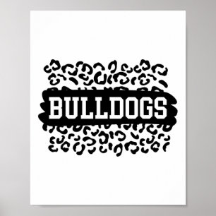 Poster Nome do Espírito Escolar Leopard Bulldogs Fan Team
