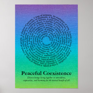 Poster Nome do grupo animal/Poster de coexistência pacífi