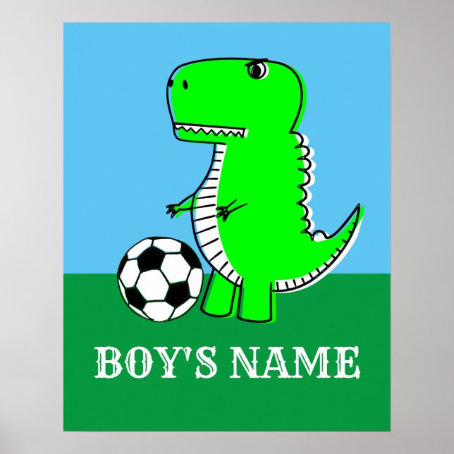 Poster Nome do Nursery Decor Dino Boys Personalizado (Frente)