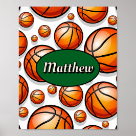 Poster Nome do padrão de basquetebol verde