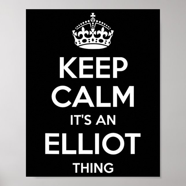 Poster Nome do Presente Elliot Mantenha Calma Piada Perso (Frente)