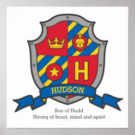 Pôster Nome dos rapazes Hudson que significa escudo herál